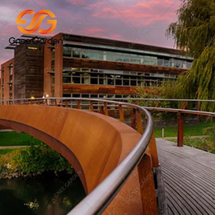 Corten Steel Snažni metalni vrtni most