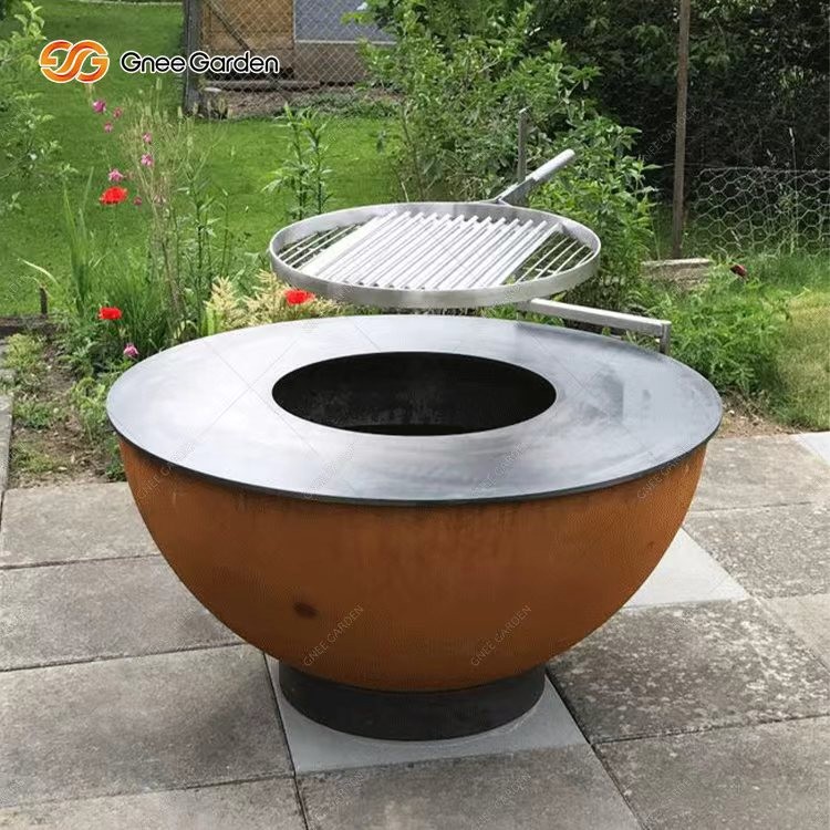 Corten Steel Round Charcoal bbq