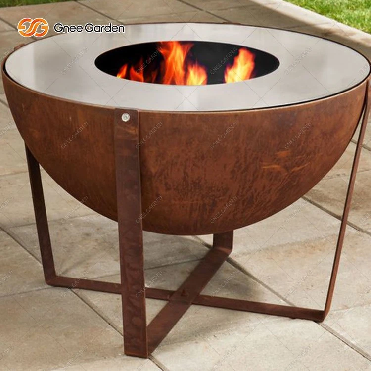 Corten Steel Round bbq Grill