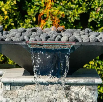 Bazen Fire Bowl Waterfall Swimming Pool Fire Pit Waterfall